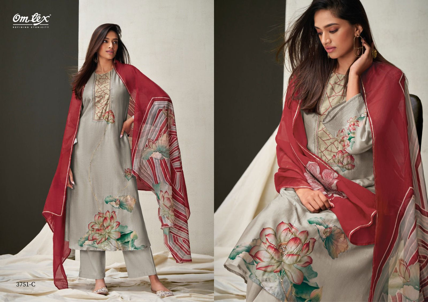 Sur Omtex Silk Plazzo Style Suits