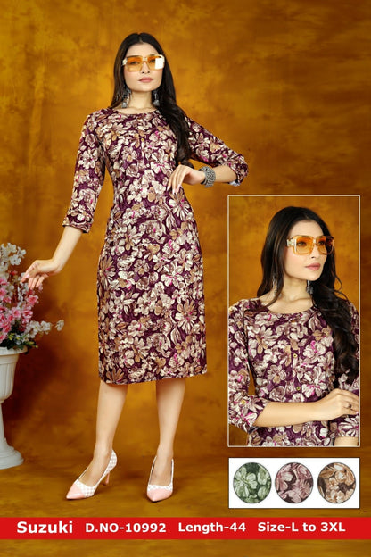 Suzuki-Plus Zoya Rayon Knee Length Kurtis