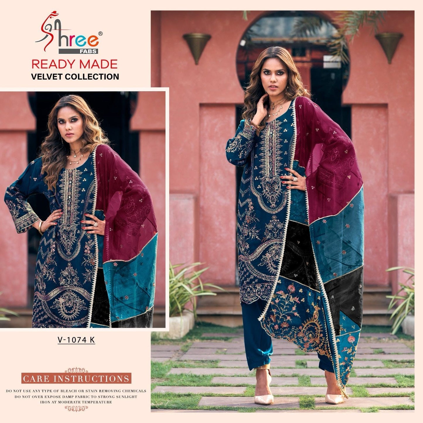 Sv 1074 Shree Fabs Velvet Pakistani Readymade Suits