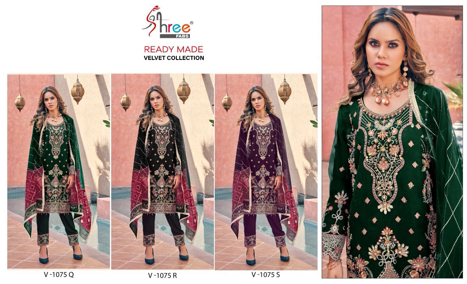 Sv 1075 Shree Fabs Velvet Pakistani Readymade Suits