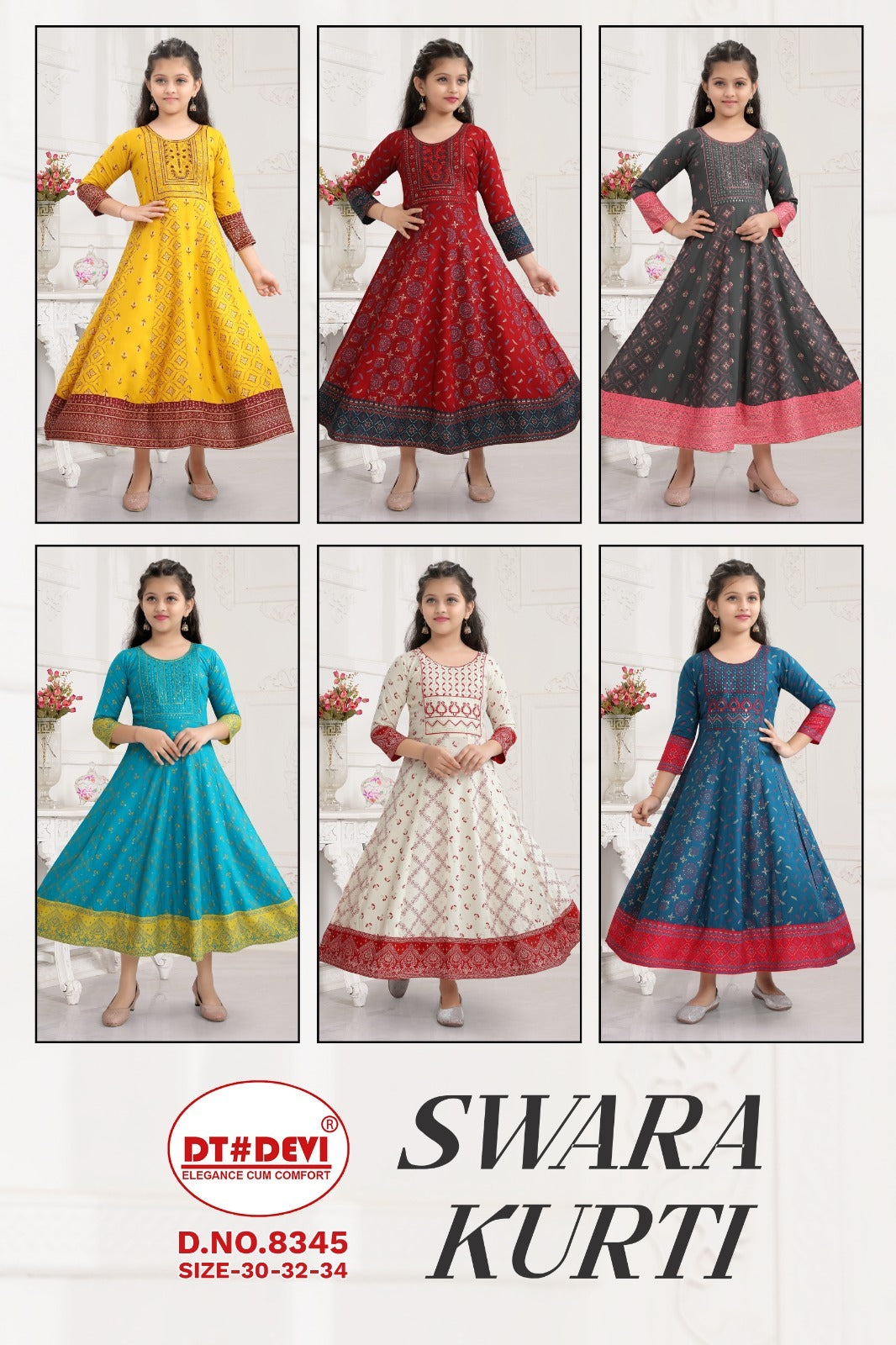Swara-8345 Dt Devi Reyon Girls Anarkali Kurti