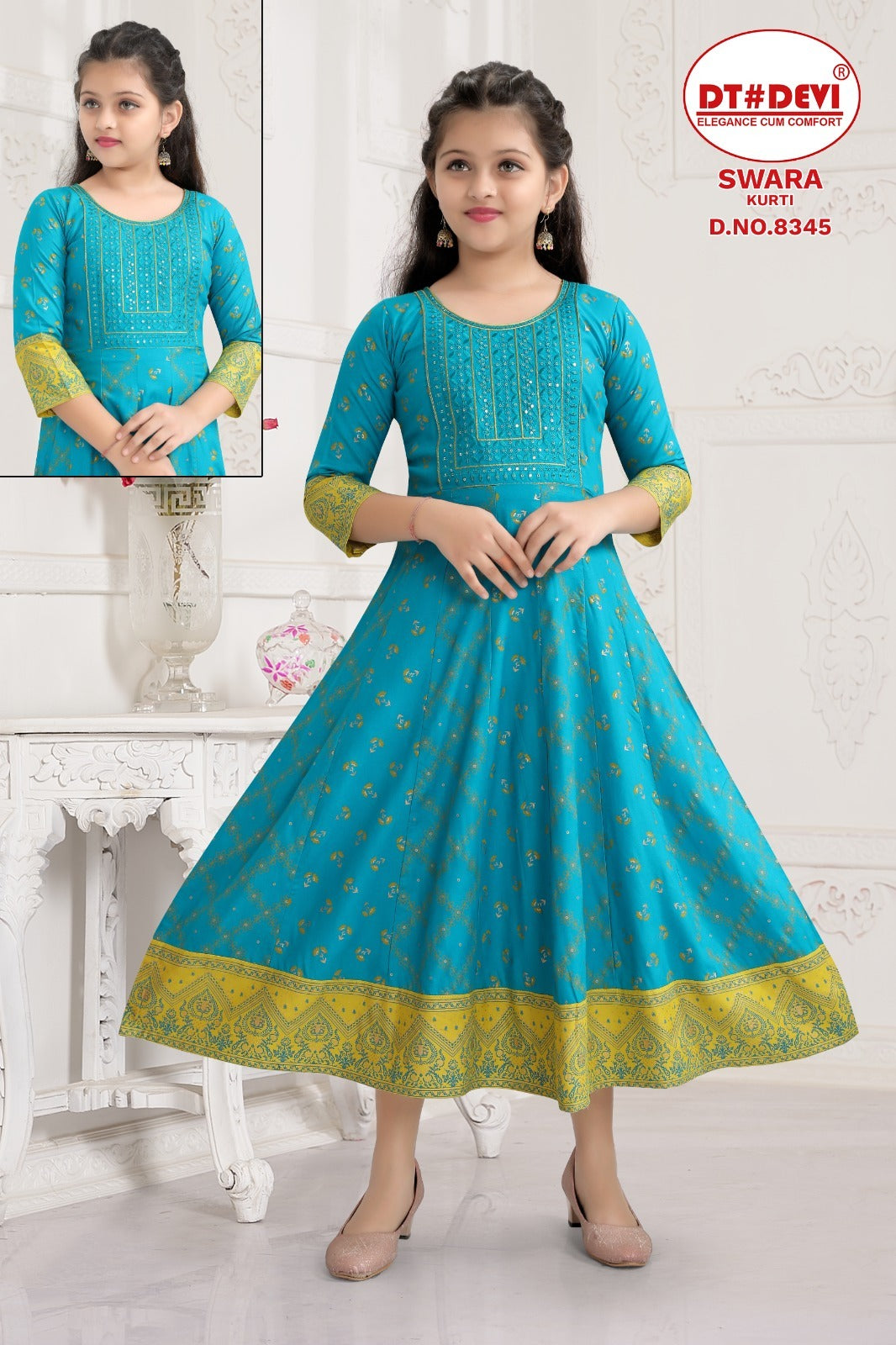 Swara-8345 Dt Devi Reyon Girls Anarkali Kurti