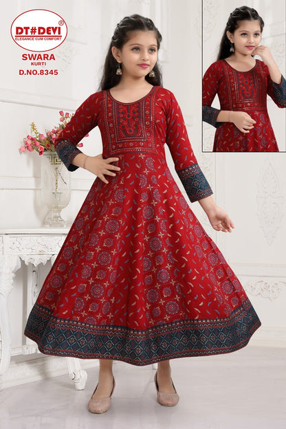 Swara-8345 Dt Devi Reyon Girls Anarkali Kurti