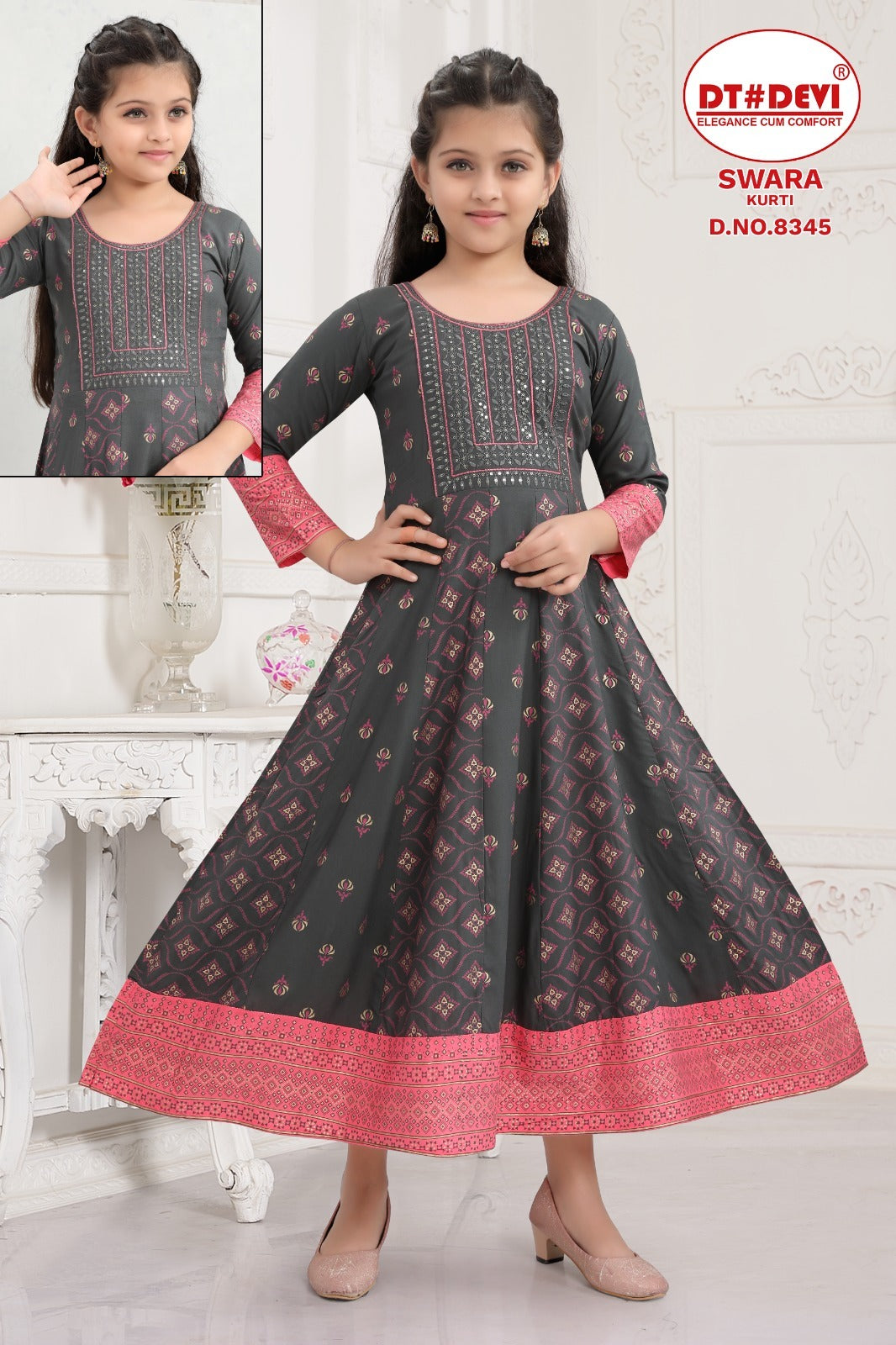Swara-8345 Dt Devi Reyon Girls Anarkali Kurti
