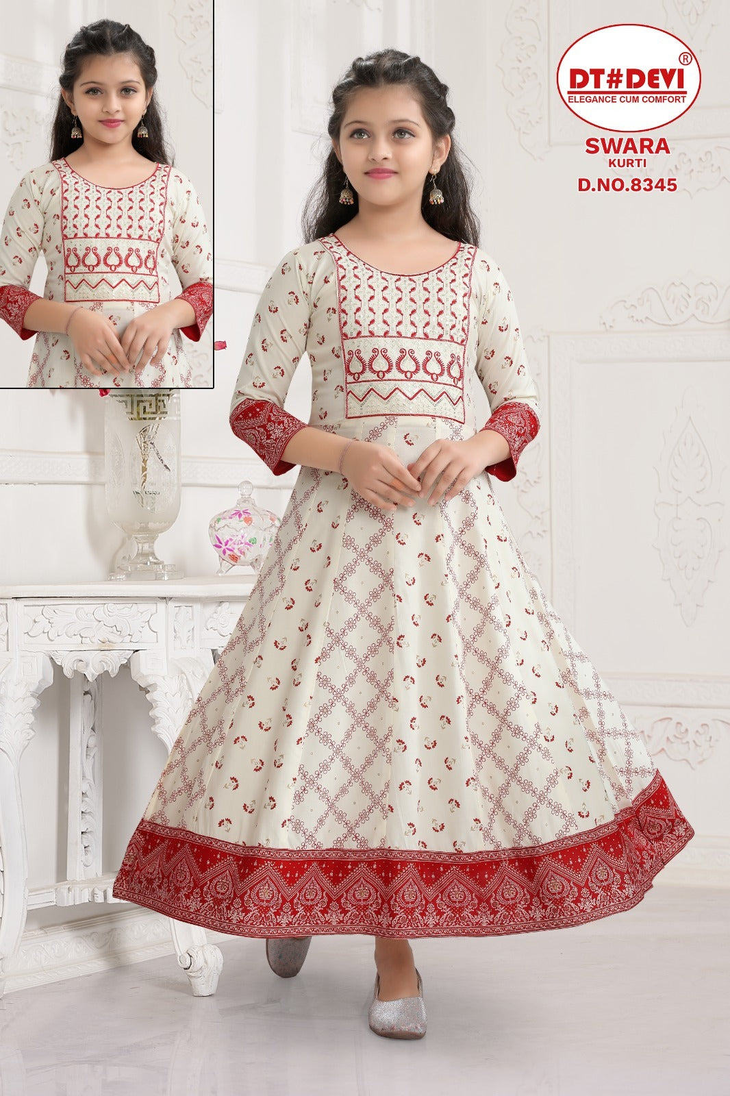 Swara-8345 Dt Devi Reyon Girls Anarkali Kurti