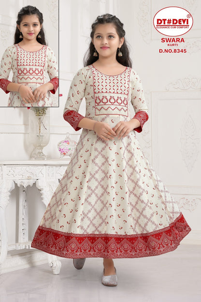 Swara-8345 Dt Devi Reyon Girls Anarkali Kurti
