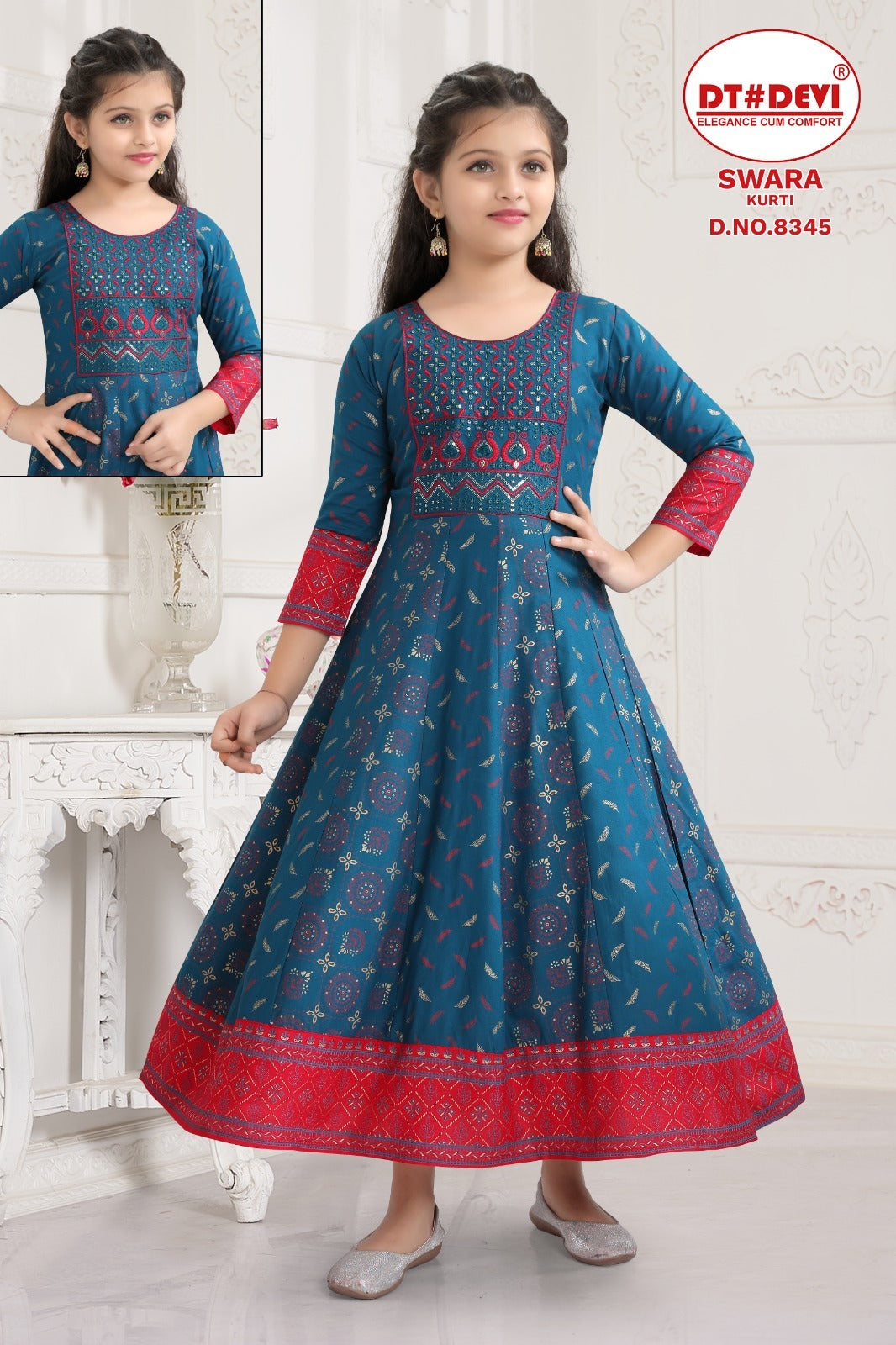 Swara-8345 Dt Devi Reyon Girls Anarkali Kurti