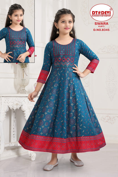 Swara-8345 Dt Devi Reyon Girls Anarkali Kurti