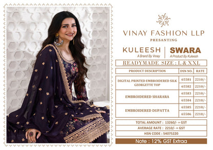 Swara Kuleesh Vinay Fashion Llp Georgette Readymade Sharara Suits