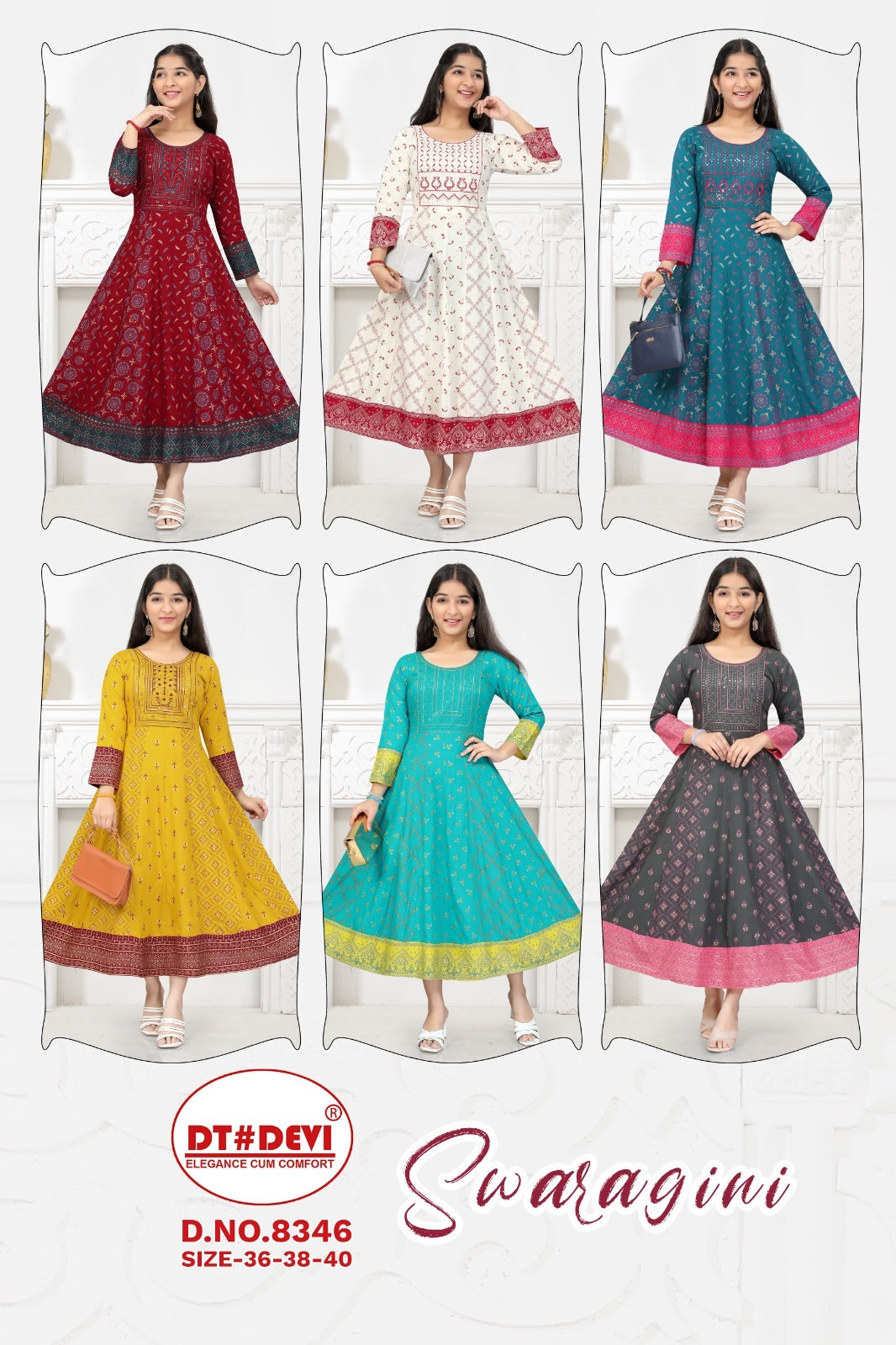 Swaragini-8346 Dt Devi Reyon Girls Anarkali Kurti