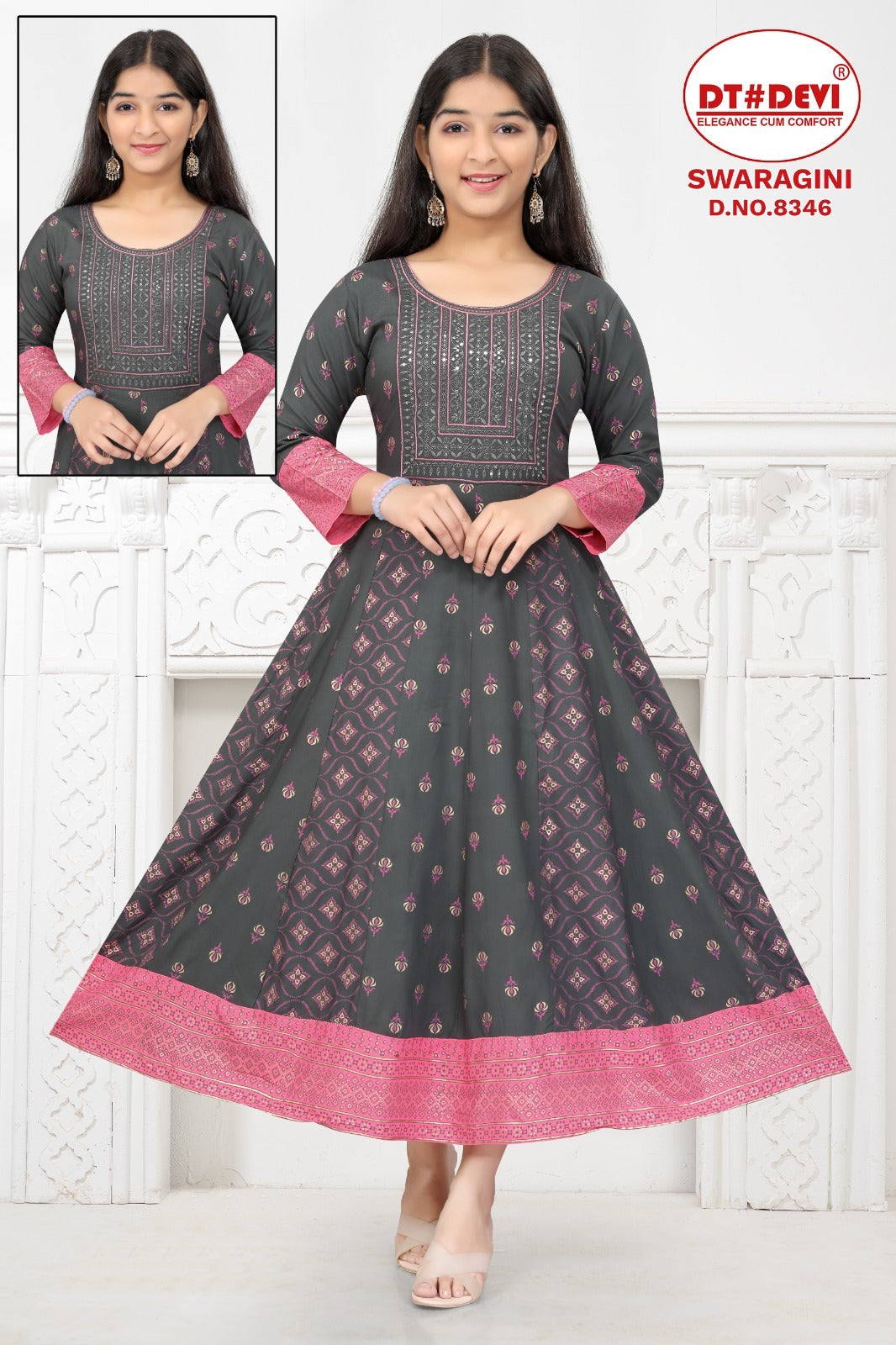 Swaragini-8346 Dt Devi Reyon Girls Anarkali Kurti