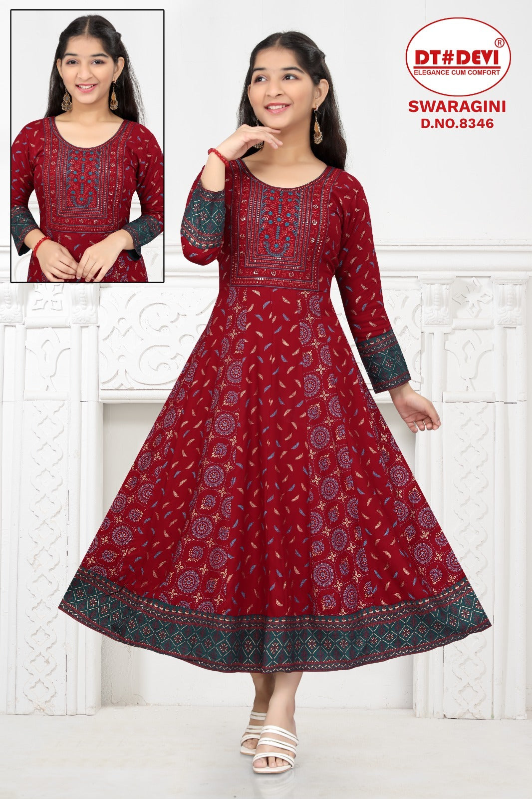 Swaragini-8346 Dt Devi Reyon Girls Anarkali Kurti