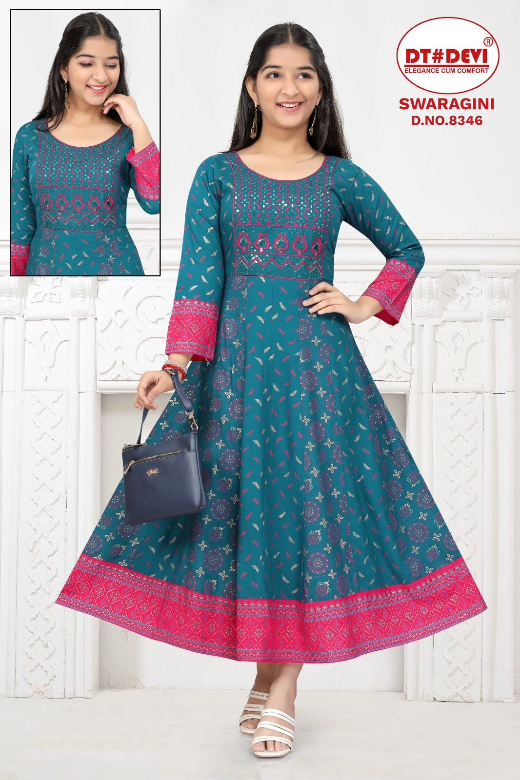 Swaragini-8346 Dt Devi Reyon Girls Anarkali Kurti