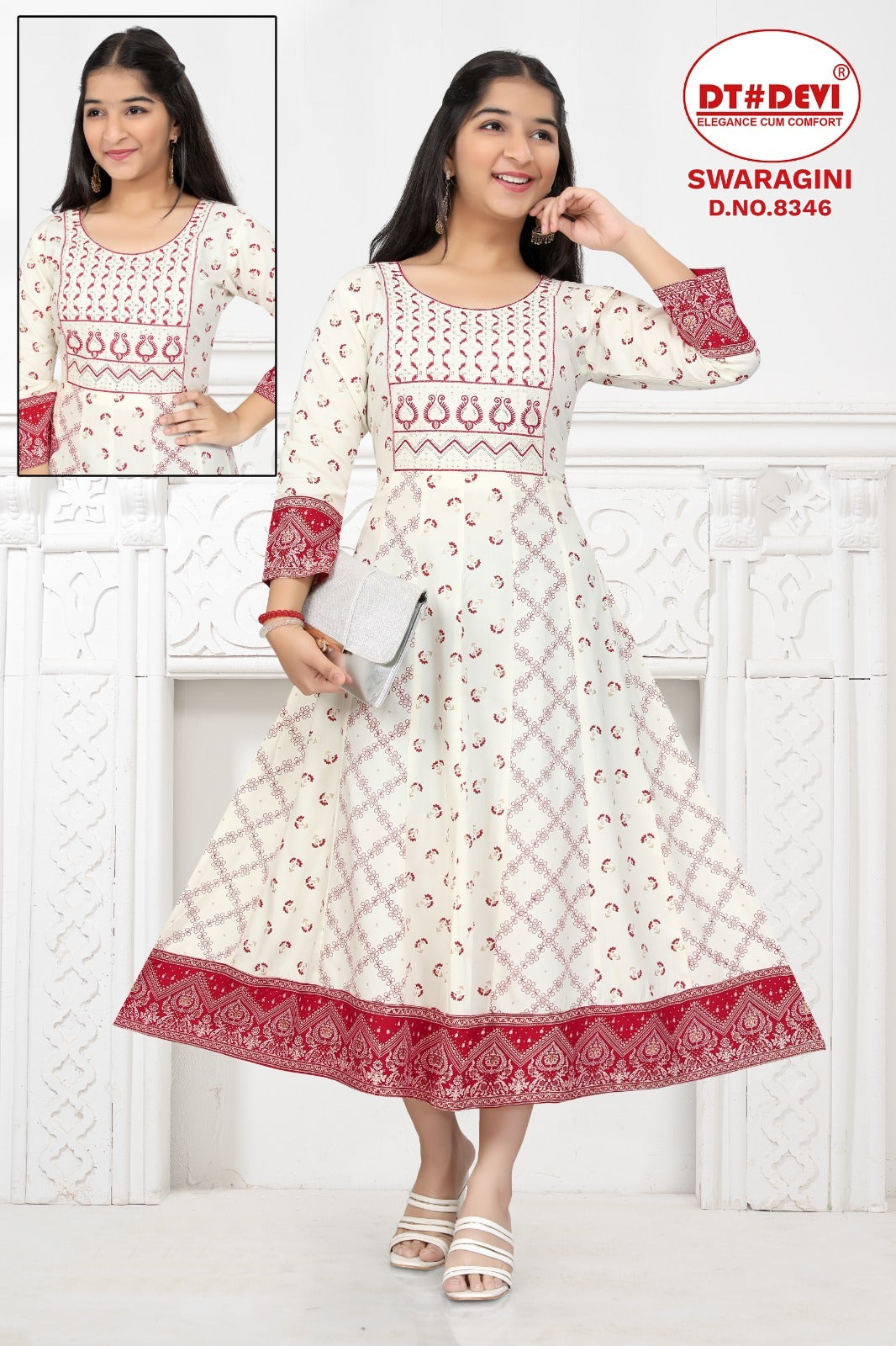 Swaragini-8346 Dt Devi Reyon Girls Anarkali Kurti