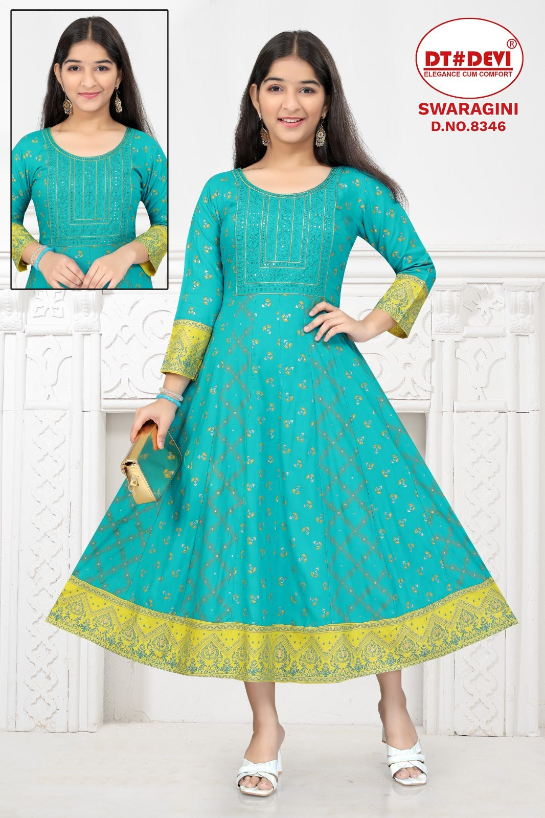 Swaragini-8346 Dt Devi Reyon Girls Anarkali Kurti
