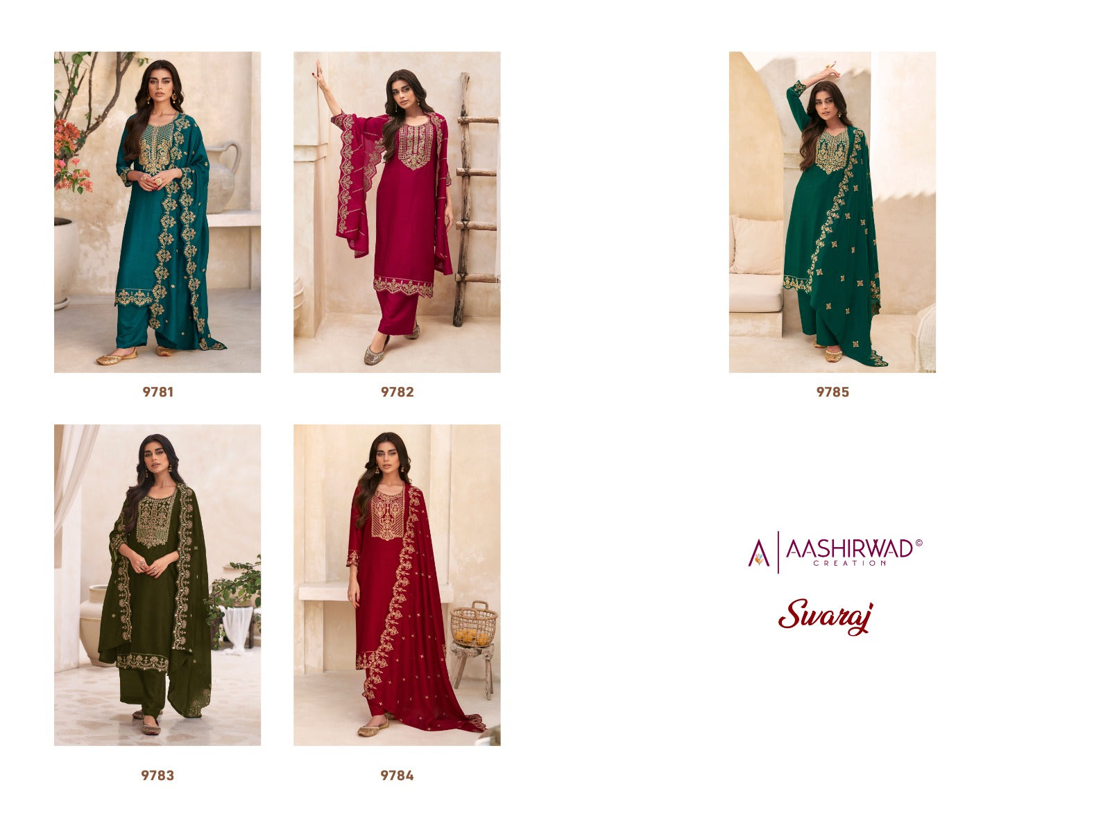 Swaraj Aashirwad Creation Silk Plazzo Style Suits