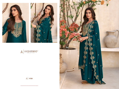 Swaraj Aashirwad Creation Silk Plazzo Style Suits
