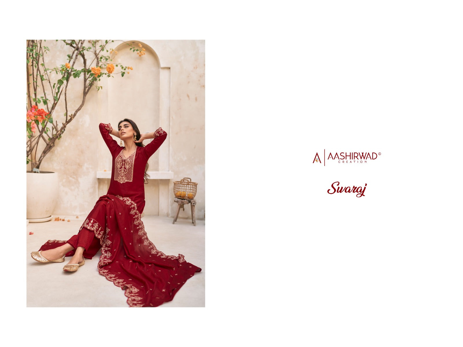Swaraj Aashirwad Creation Silk Plazzo Style Suits