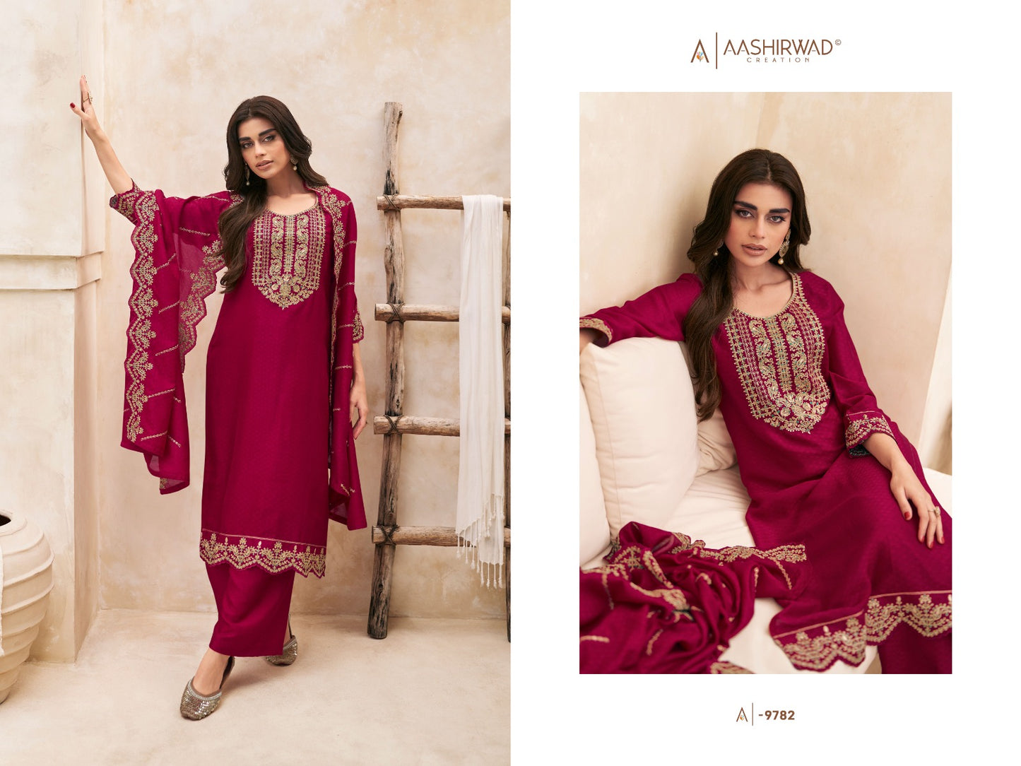Swaraj Aashirwad Creation Silk Readymade Plazzo Style Suits