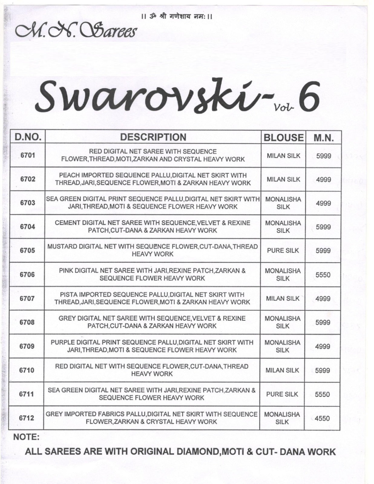 Swarovski Vol 6 Mn Sarees