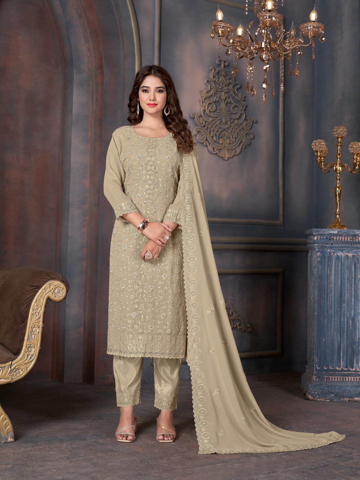 Swati-2006-2010 Swagat Georgette Pant Style Suits