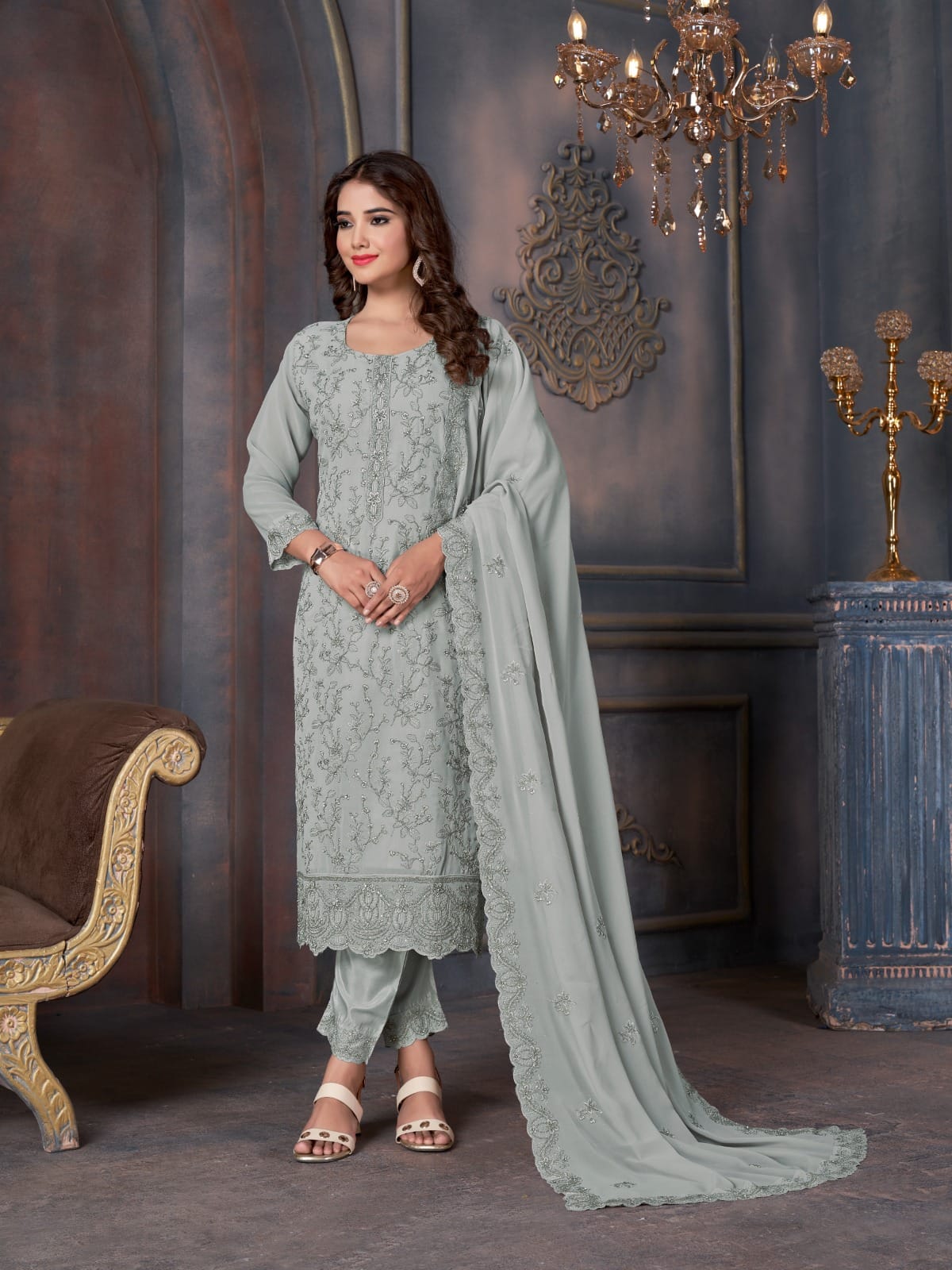 Swati-2006-2010 Swagat Georgette Pant Style Suits