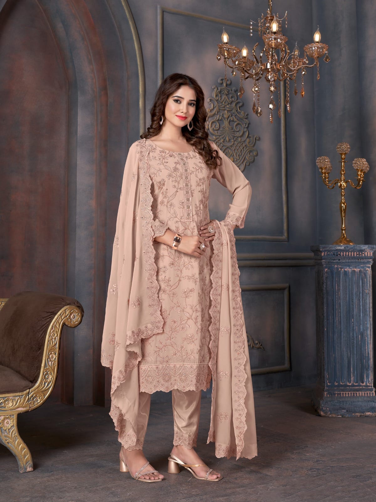 Swati-2006-2010 Swagat Georgette Pant Style Suits