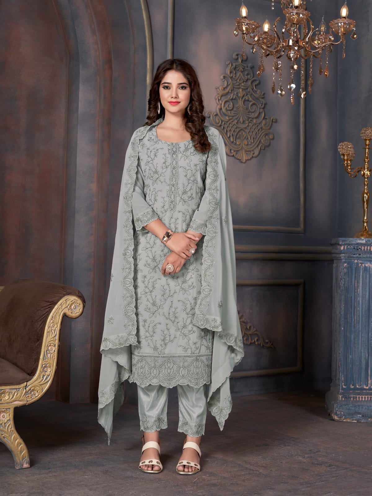 Swati-2006-2010 Swagat Georgette Pant Style Suits