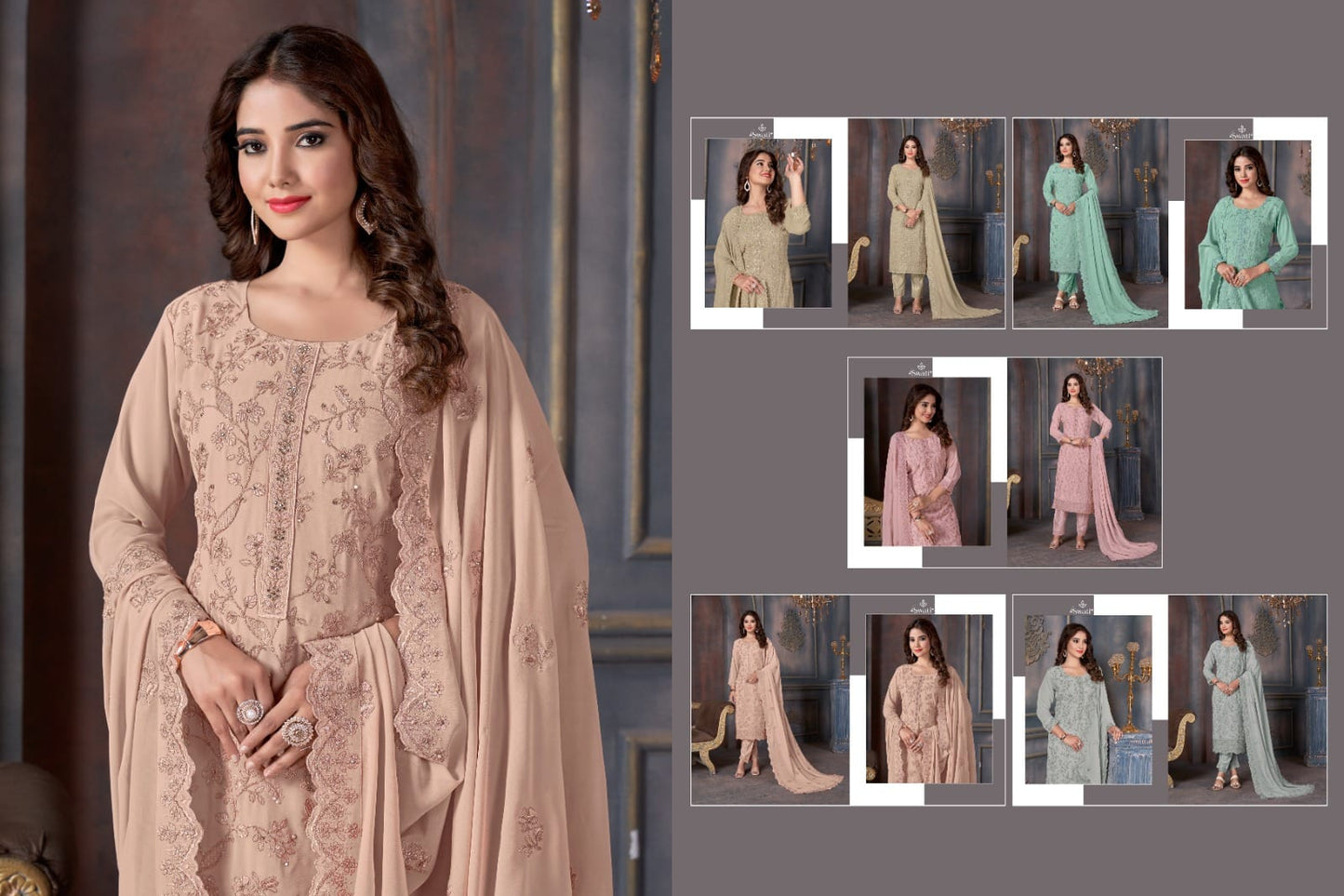 Swati-2006-2010 Swagat Georgette Pant Style Suits