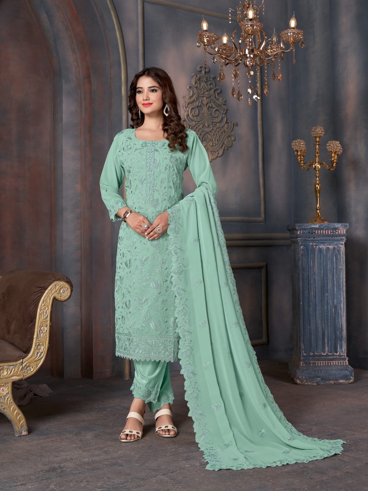 Swati-2006-2010 Swagat Georgette Pant Style Suits