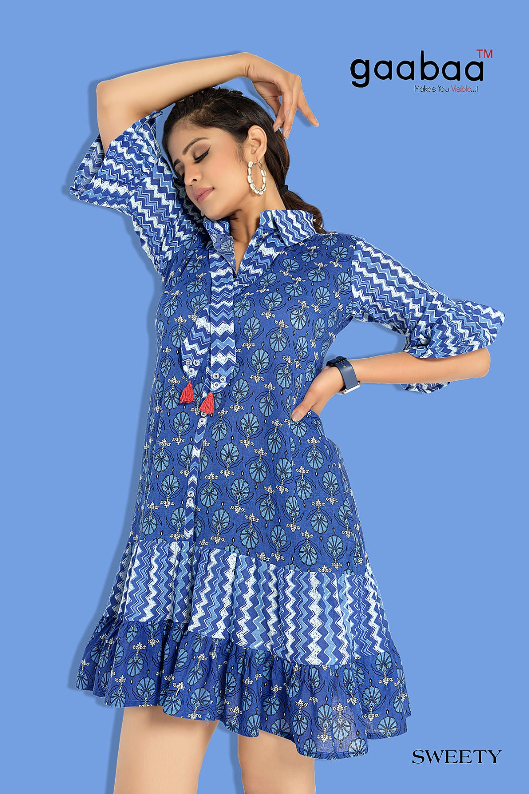 Sweety Gaabaa Cotton Designer Long Top