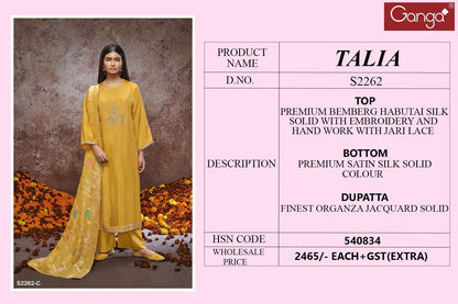 Talia-2262 Ganga Bemberg Silk Plazzo Style Suits
