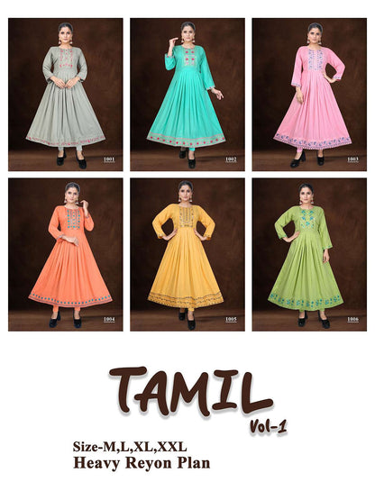 Tamil Vol 1 Kavinay Rayon Anarkali Kurtis