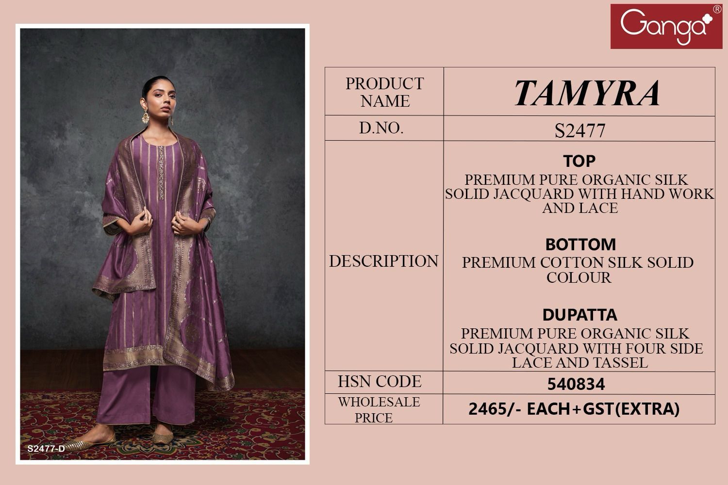 Tamyra 2477 Ganga Organza Plazzo Style Suits