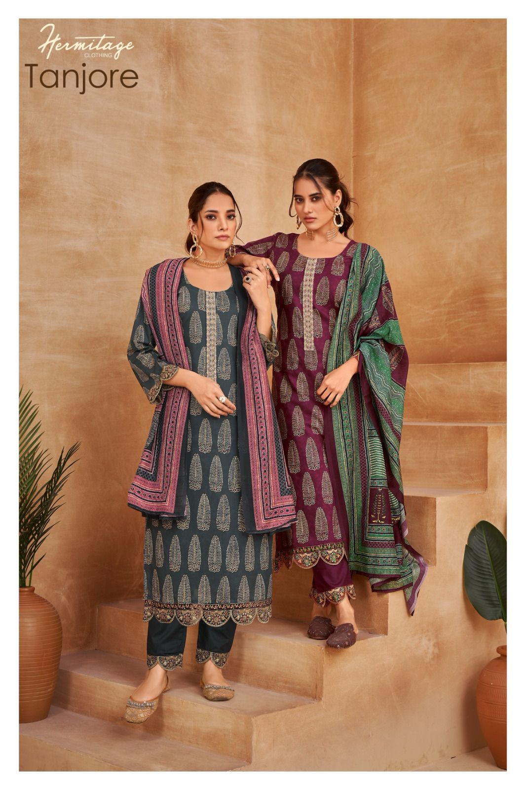 Tanjore Hermitage Clothing Cotton Pant Style Suits