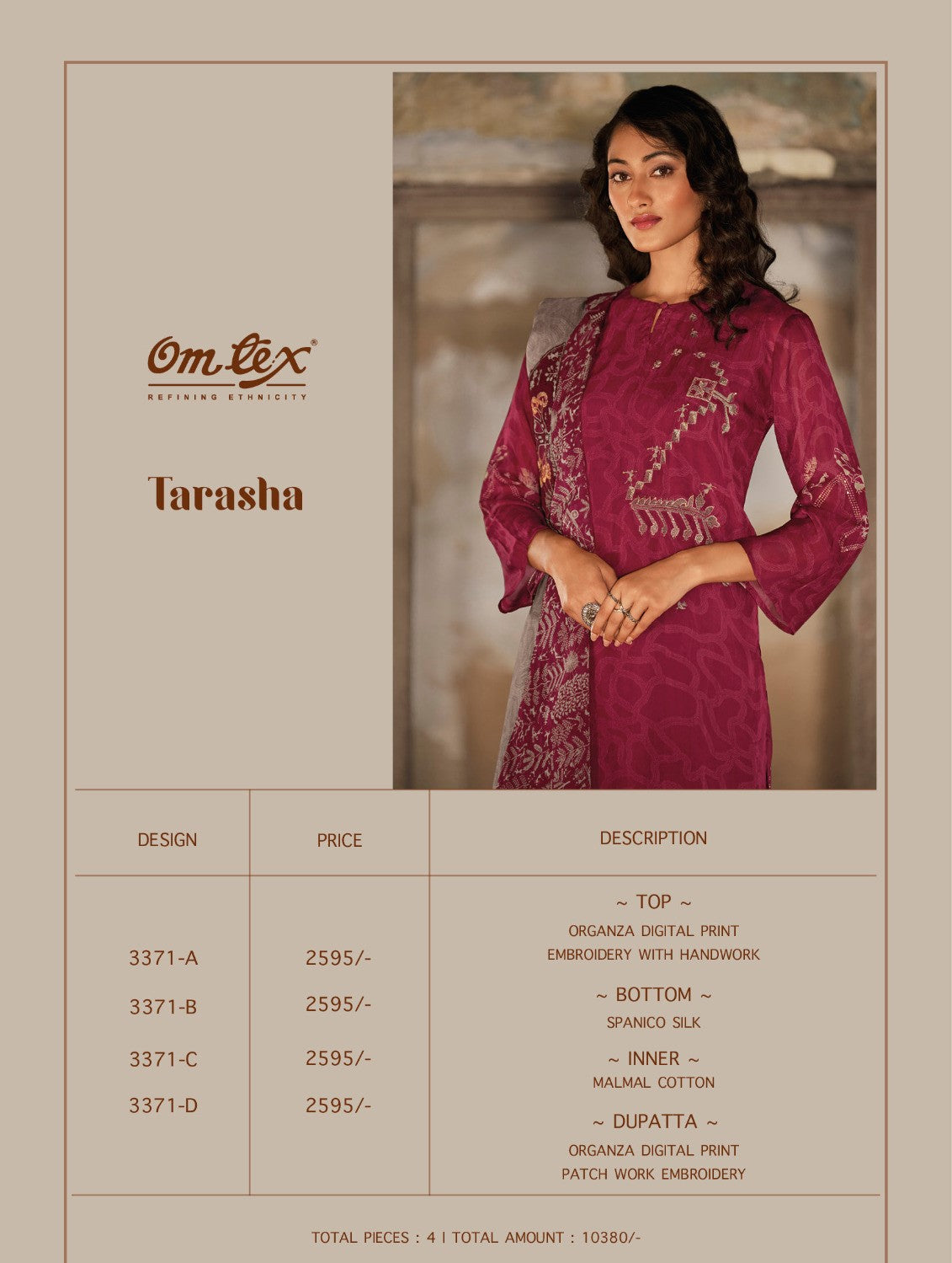 Tarasha Omtex Organza Pant Style Suits