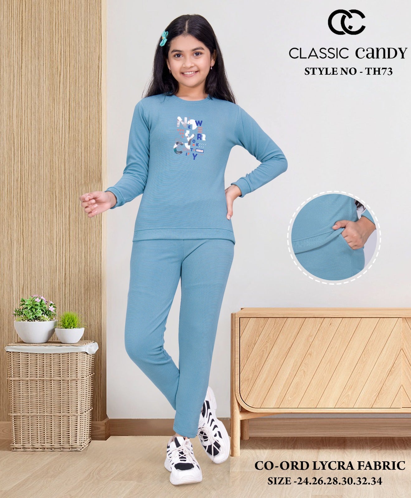 Th 73 Classic Candy Lycra Girls Co Ord Set