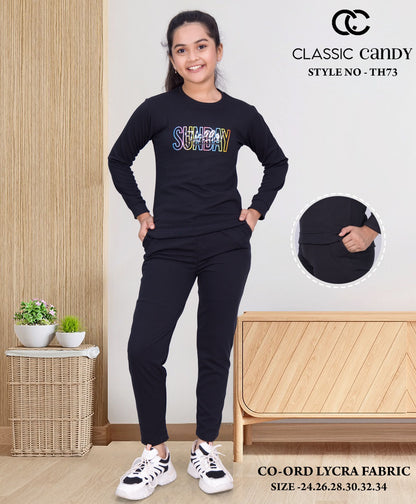 Th 73 Classic Candy Lycra Girls Co Ord Set