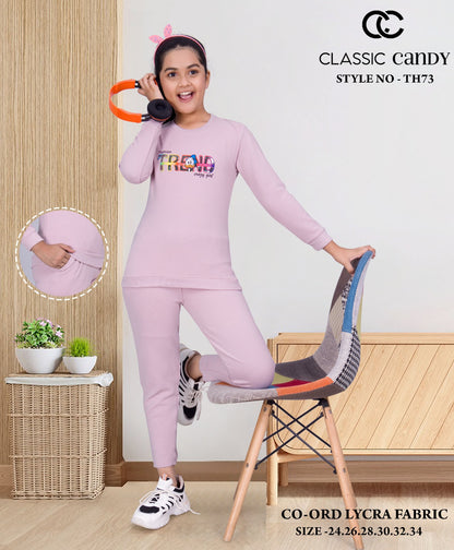 Th 73 Classic Candy Lycra Girls Co Ord Set