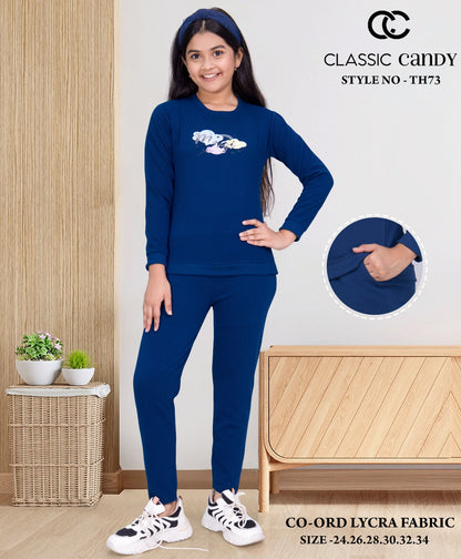 Th 73 Classic Candy Lycra Girls Co Ord Set