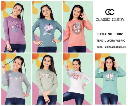 Th 82 Classic Candy Tencil Lycra Girls Tshirt