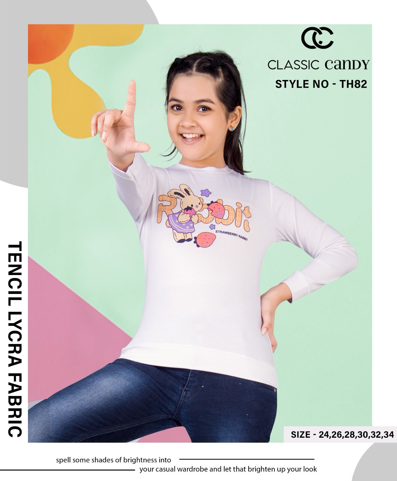 Th 82 Classic Candy Tencil Lycra Girls Tshirt