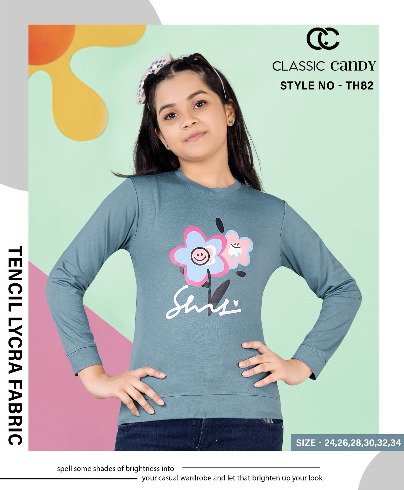 Th 82 Classic Candy Tencil Lycra Girls Tshirt