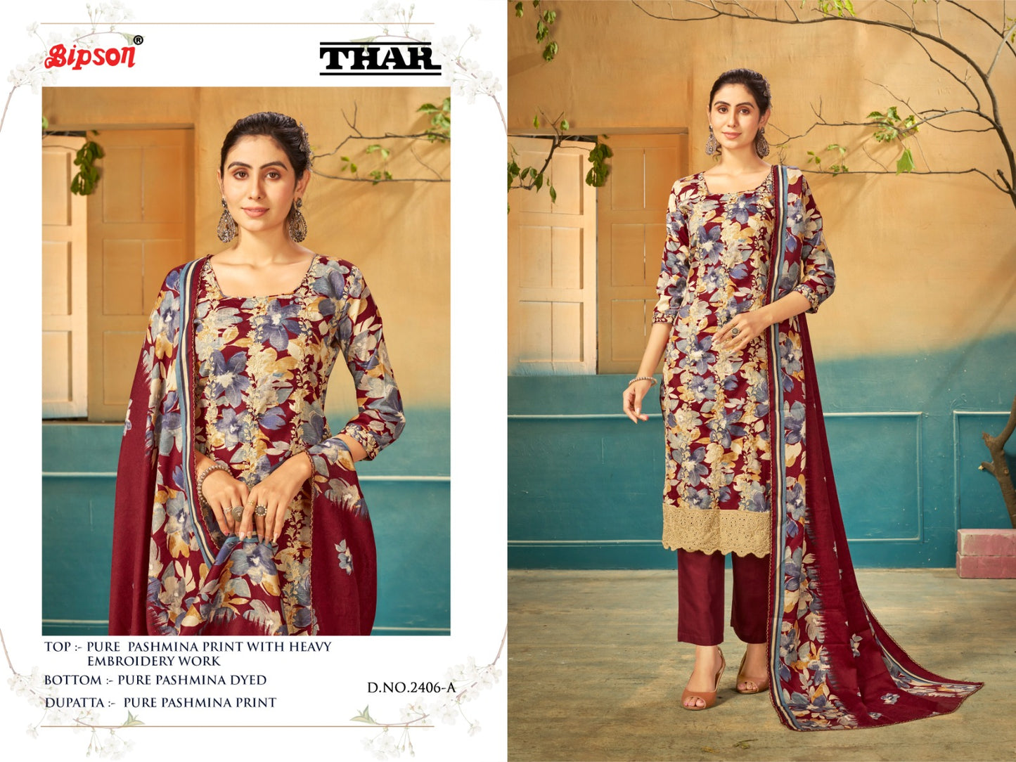 Thar - 2406 Bipson Prints Pashmina Suits