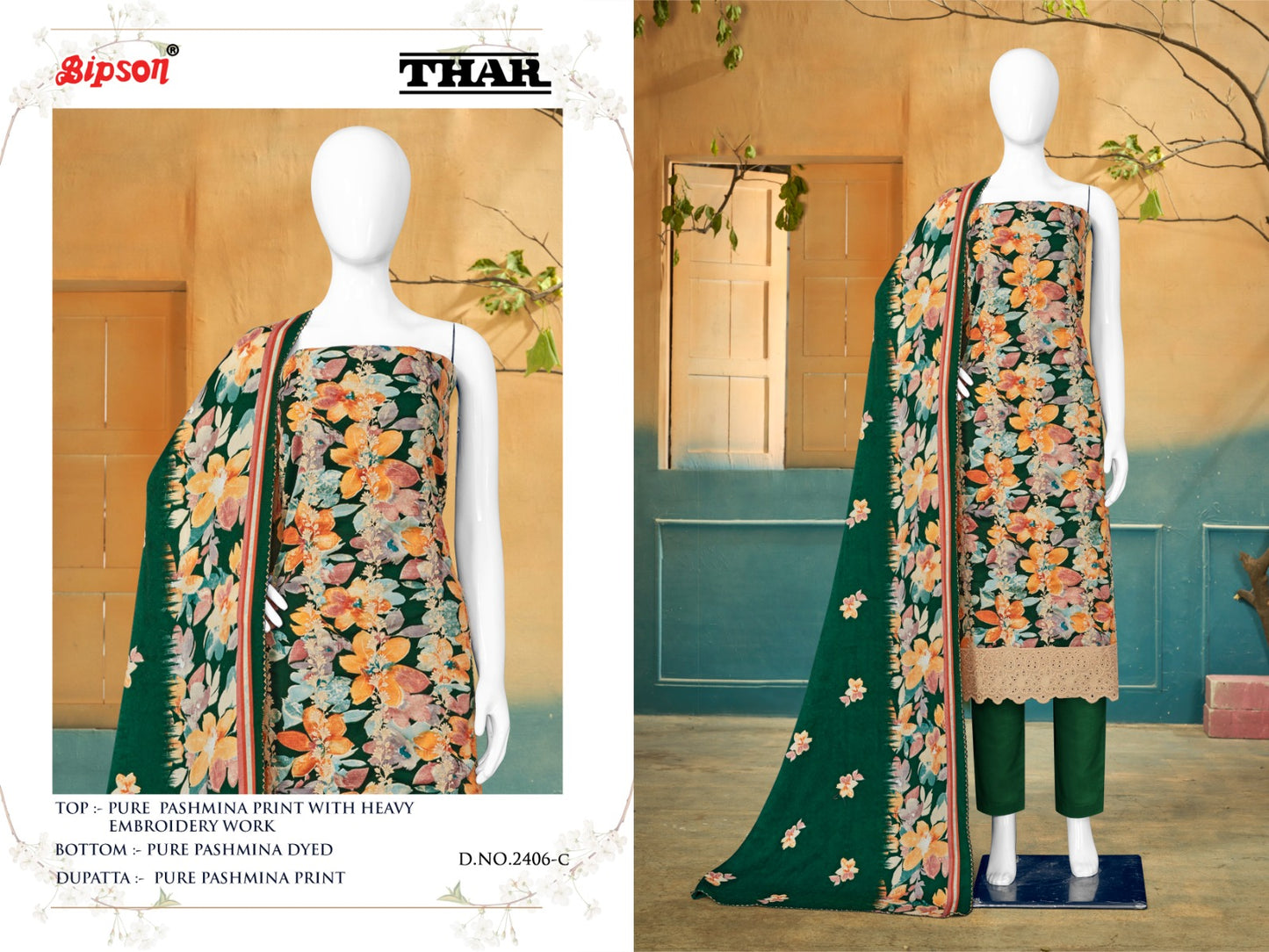 Thar - 2406 Bipson Prints Pashmina Suits