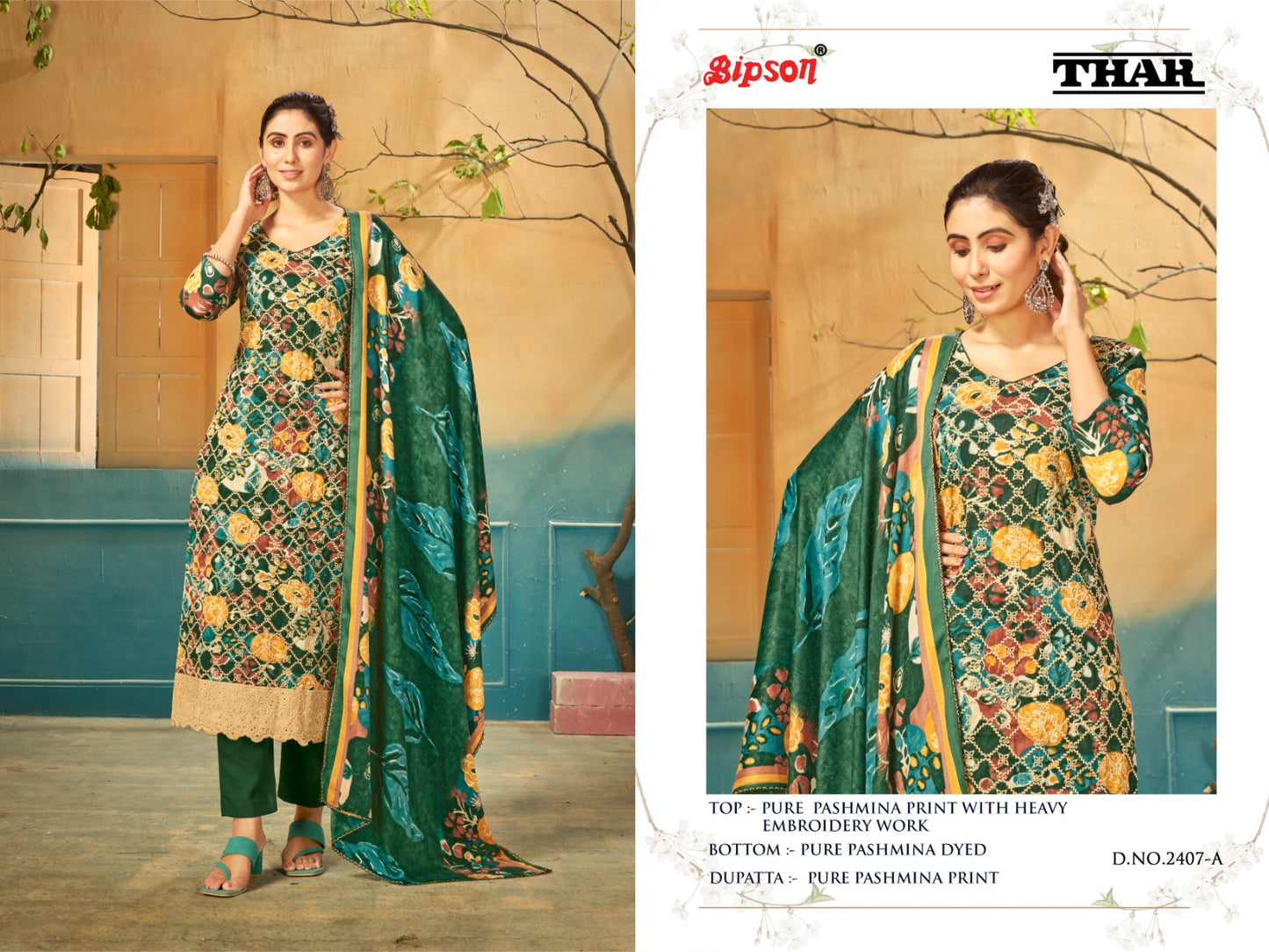 Thar - 2407 Bipson Prints Pashmina Suits