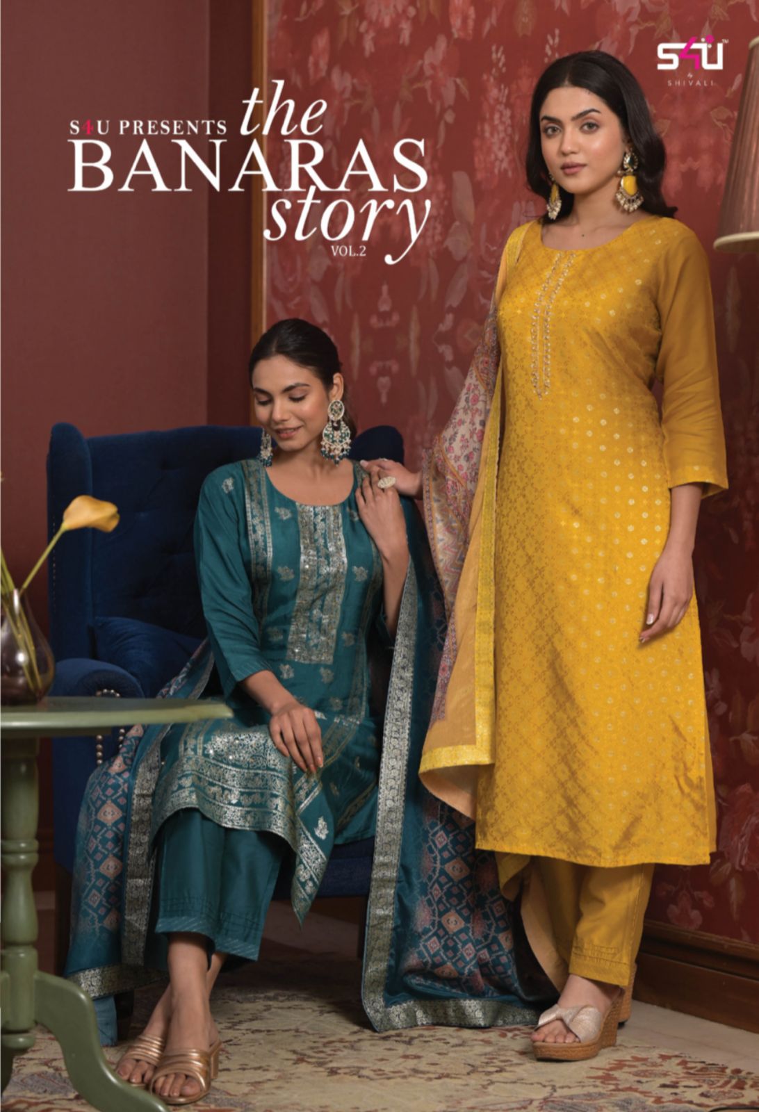 The Banaras Story Vol 2 S4U Dola Jacquard Readymade Pant Style Suits
