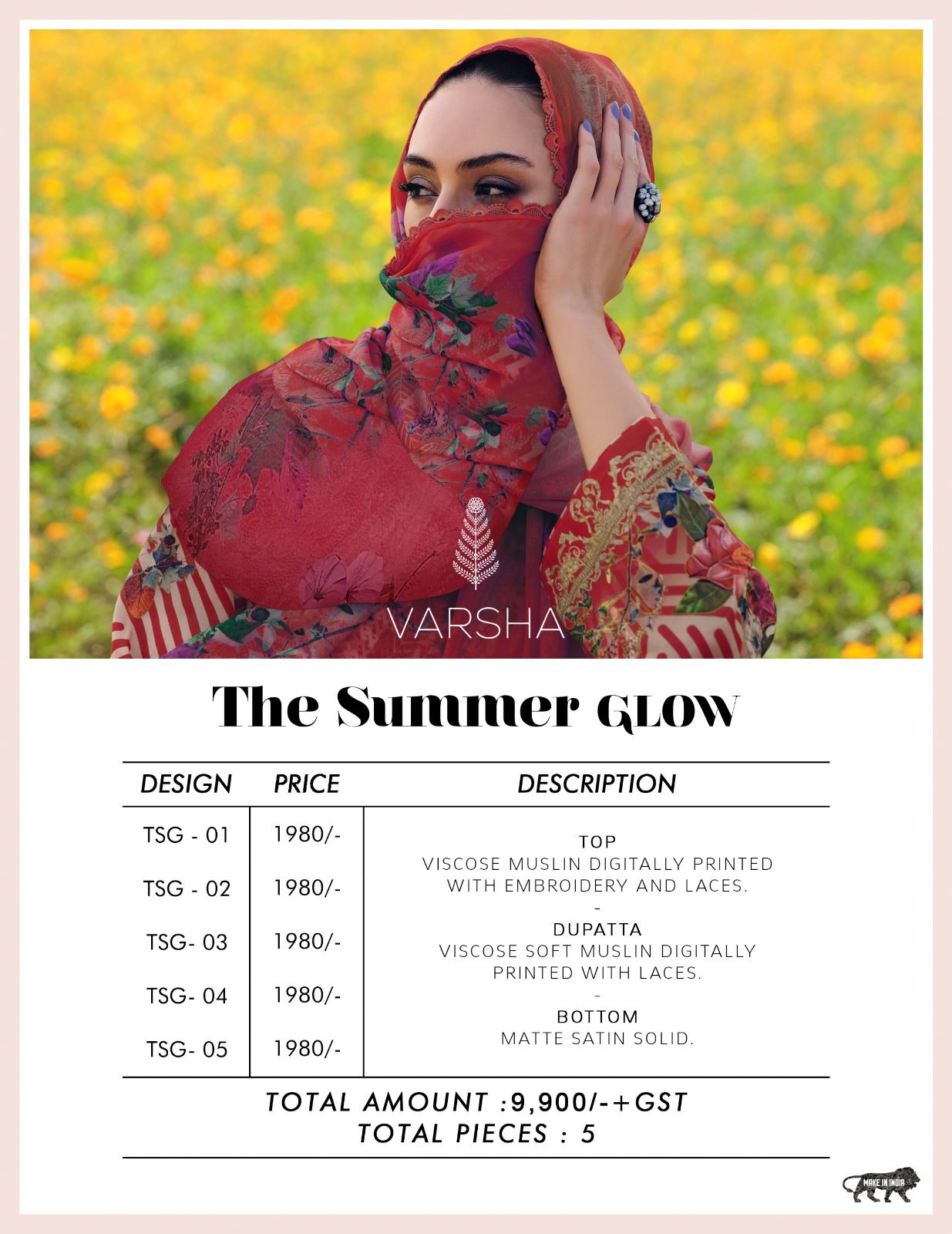 The Summer Glow Varsha Fashions Muslin Plazzo Style Suits
