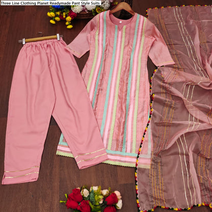 Three Line Clothing Planet Chanderi Readymade Pant Style Suits