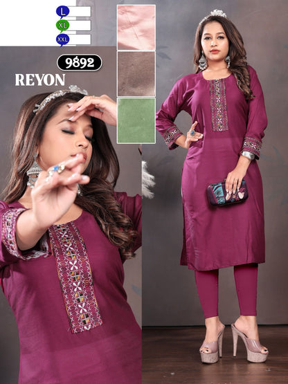 Tie Pattern Mmc Rayon Knee Length Kurtis